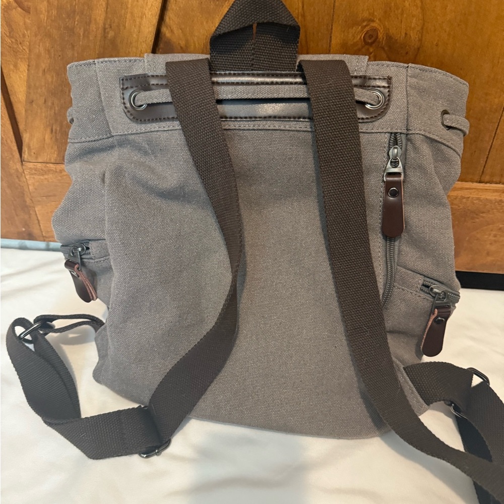 Gray Canvas Backpack - image 2